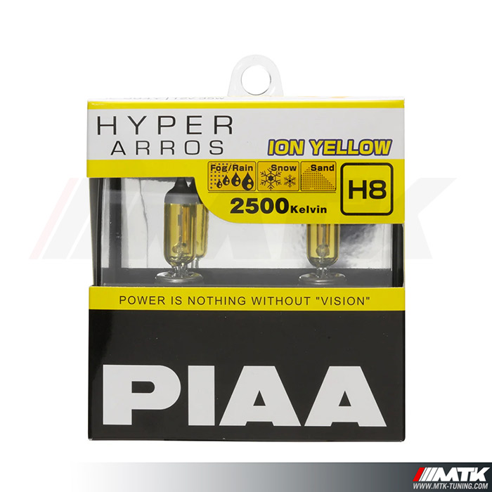 Ampoules PIAA HYPER ARROS Jaune H8 - 2500K